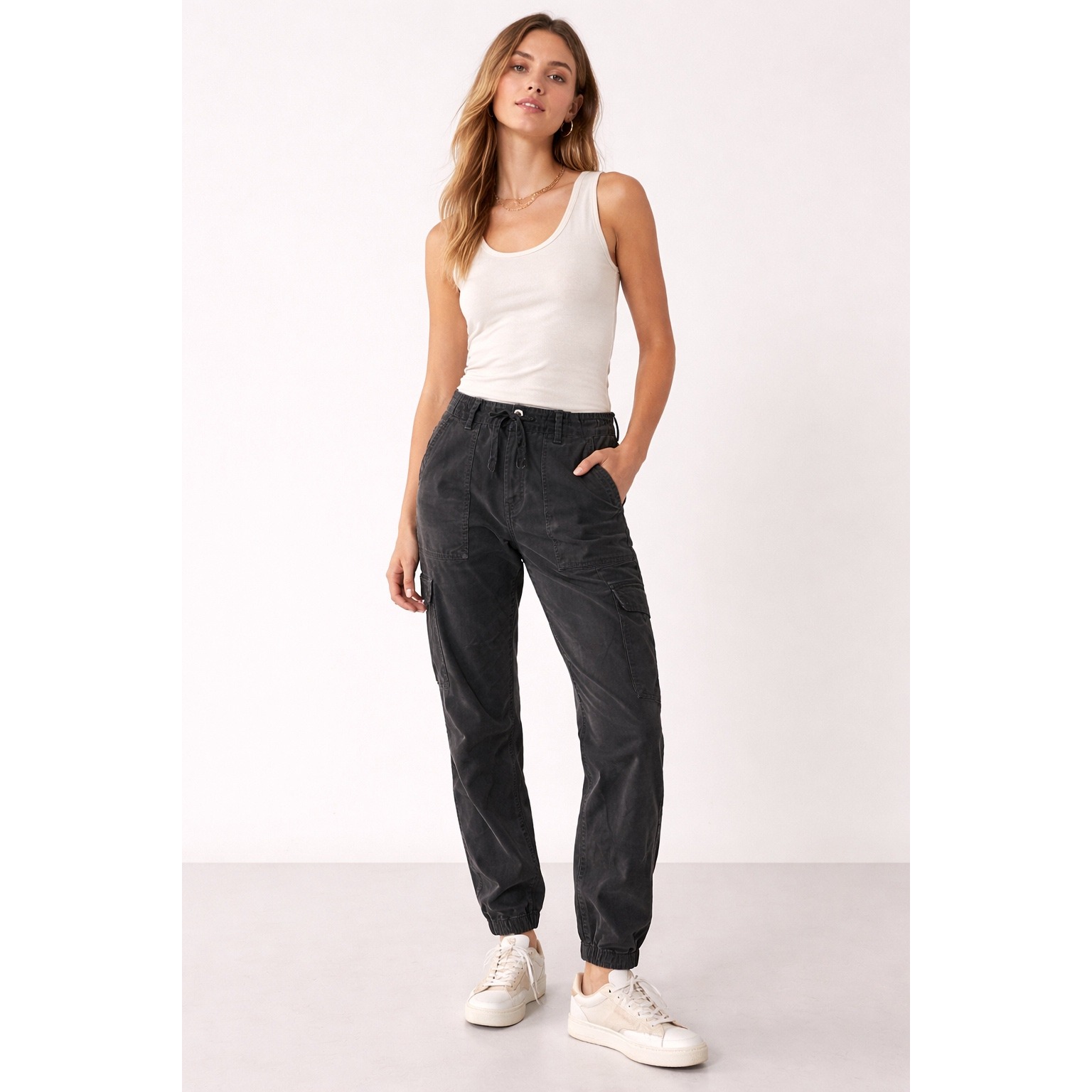 Nili Lotan Shon Utility Pants Black Cotton Twill Jogger Ankle Women's 2